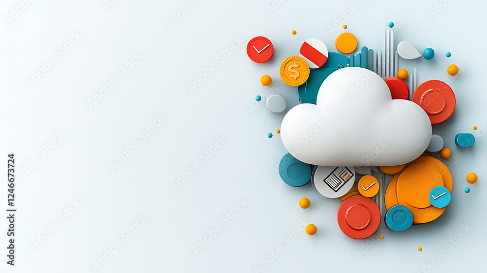 Poster digital cloud computing concept abstract design modern graphics creative environment minimalist view