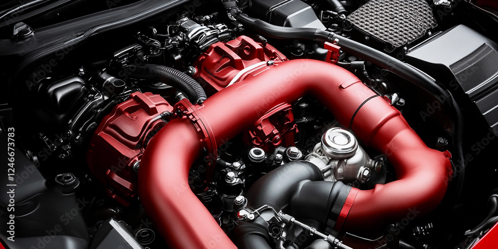 Poster Engine components displayed in a high-performance vehicle