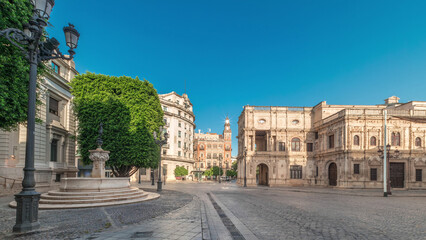Obraz premium Town Hall and Plaza de San Francisco in Seville timelapse panorama