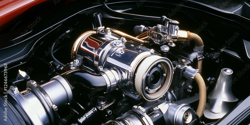 Poster high-performance engine components showcased in detail