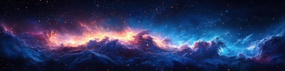 Cosmic Nebula and Swirling Galaxies in a Starry Night Sky Space Background