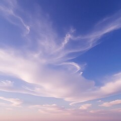 Fototapeta premium Vast blue sky with wispy cirrus clouds and a few puffy cumulus, landscape, airy, open