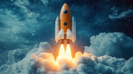 Fototapeta premium Entrepreneurial launch, clean vector art with business technology and digital tools