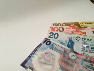 HongKong Dollar
Several Hongkong dollar banknotes on a white background