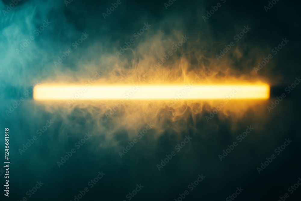 Poster a glowing neon line illuminates a foggy background, providing a warm and calming atmosphere. the mis