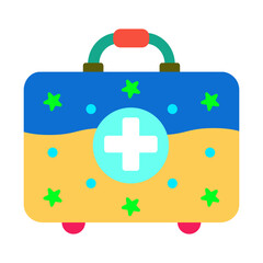 Obraz premium Children First Aid Kit color silhouette vector image art illustration on white background.