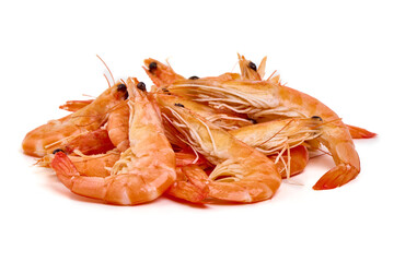Shrimp. Fresh raw shrimps, isolated on white background.