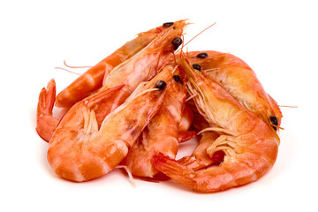 Shrimp. Fresh raw shrimps, isolated on white background.