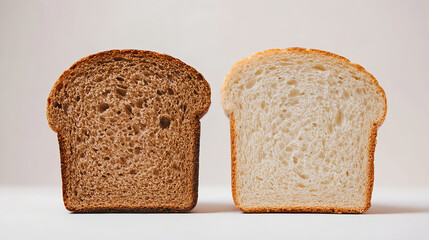 Whole Wheat and White Bread Slices Side by Side