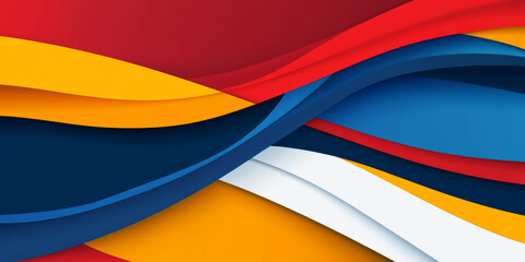 A rich and energetic abstract background with layers of bold red, blue, and yellow, creating a sense of motion and intensity. This striking design is ideal for modern advertising, event promotions, or