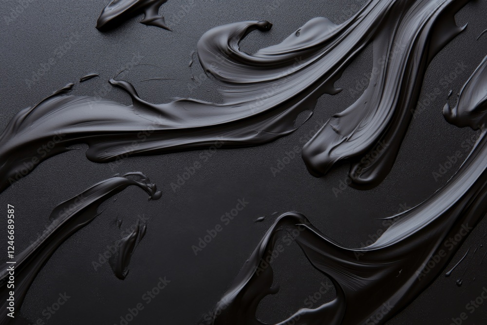 Poster close-up of a black chalkboard with swirling white marbled textures, offering an elegant design and 