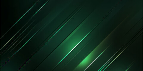 A dark emerald green background with radiant, glowing streaks of light cutting through the design in an abstract pattern. The sleek and luminous effect works well for high-tech branding, digital