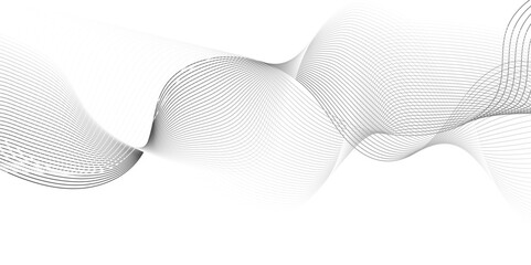 White wave curve lines banner background design. Abstract soft wave lines dynamic flowing gray light isolated background. Vector Illustration of the gray pattern of lines. Black stripes on white