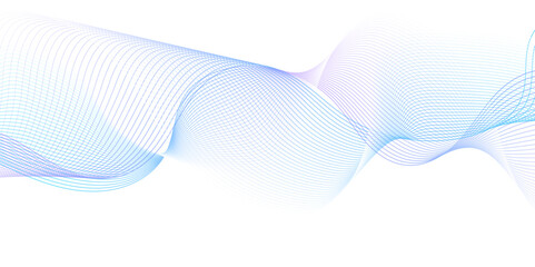 Fototapeta premium White wave curve lines banner background design. Abstract soft wave lines dynamic flowing purple and blue isolated background. Vector Illustration of the pink pattern of lines. stripes on white.