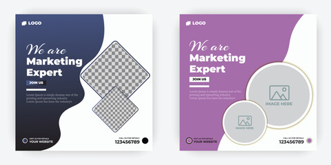 Banner template design with marketing expert