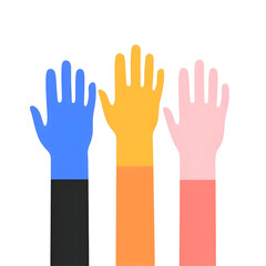Obraz premium Colorful Hands Raised in Unity and Support for Community Awareness