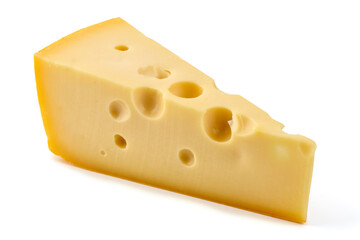 Maasdam cheese, isolated on white background.