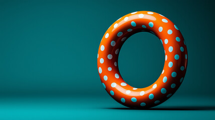 Orangefarbener Ring mit Punkten auf türkis

