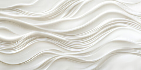 Obraz premium A textured white background with gentle, abstract waves that flow seamlessly across the surface. The soft, curvy design conveys a sense of calm and elegance, ideal for high-end brand identities, spa