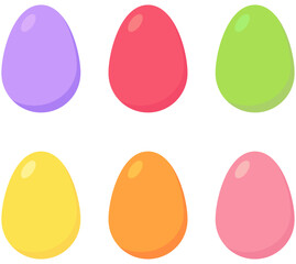 Set of dyed easter eggs. Vector illustration with transparent background.