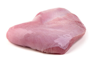 Raw Turkey fillet, isolated on a white background.