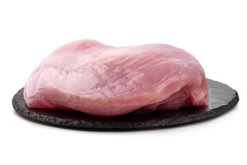 Raw Turkey fillet, isolated on a white background.