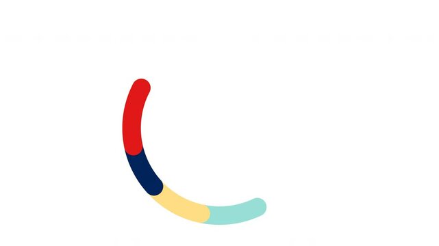 Animated colorful arc with red, blue, yellow, and blue suitable for backgrounds, design elements, abstract concepts, and creative projects.
