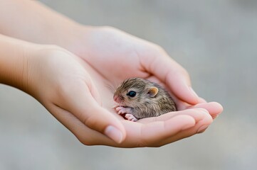 Small animal in hand.