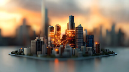 Fototapeta premium Urban landscape transformation cityscape digital connectivity modern metropolis aerial view futuristic concepts for enhanced urban planning