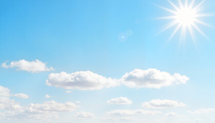 Bright sunny sky with soft clouds, tranquility and serenity