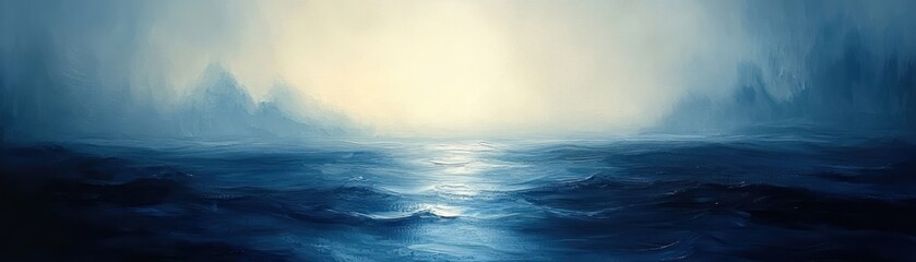 Obraz premium Soft Blue and White Abstract Background with Textured Borders and Dreamy Light Atmosphere