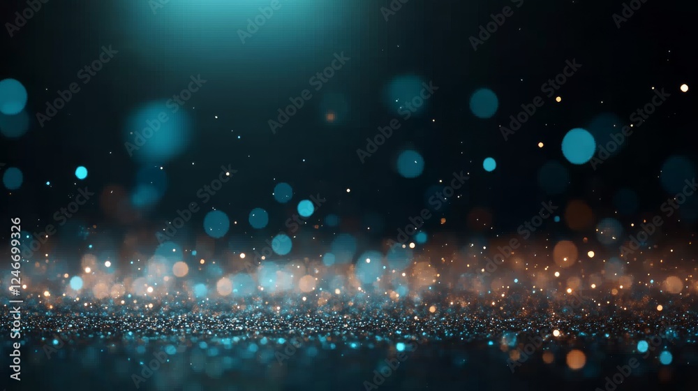 Aufkleber dynamic texture captures falling snowflakes of various sizes on a pitch-black backdrop, offering amp