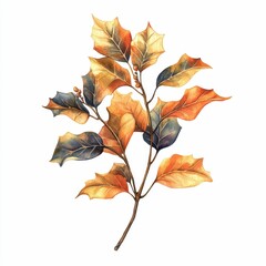 Autumn leaves branch with vibrant colors.