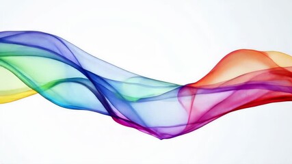 Colorful wave of light is displayed on a white background. The colors are vibrant and the wave appears to be moving. Concept of energy and movement, as if the colors are dancing