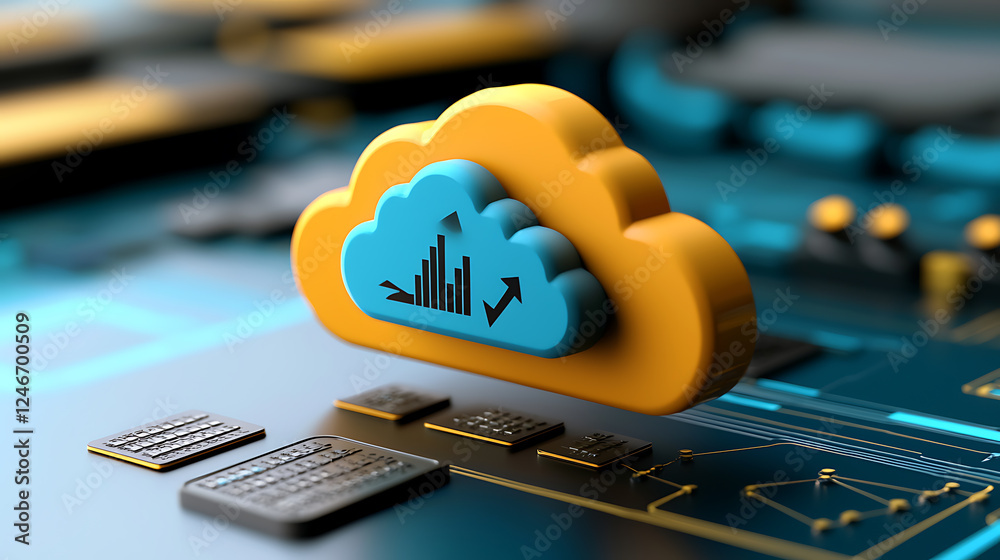 Poster cloud data analysis and visualization digital technology infographic virtual environment close-up vi