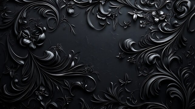 Dark floral 3D background