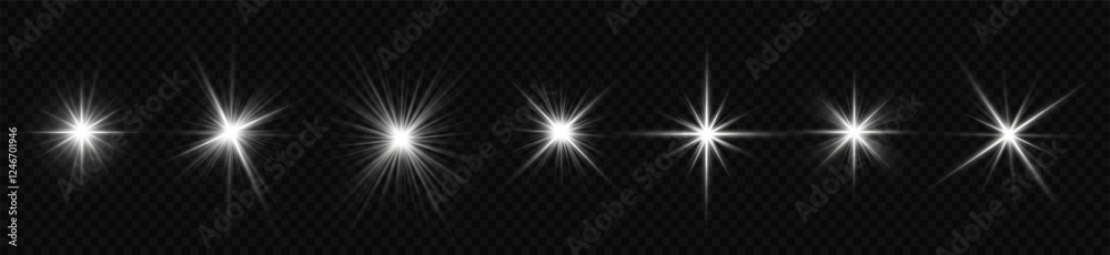 Wall mural sunlight, abstract special effect. light effect set. isolated white transparent light effect set, le