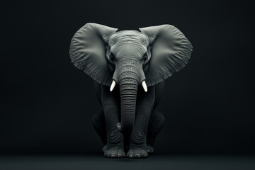 An elephant isolated on black