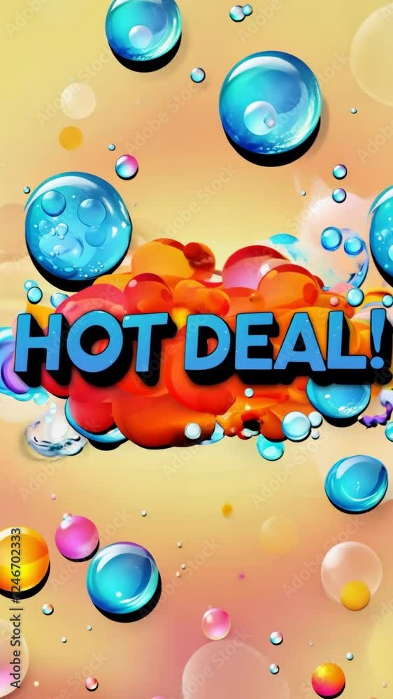 Poster A colorful background with the words HOT DEAL written in red. There are many bubbles in the background
