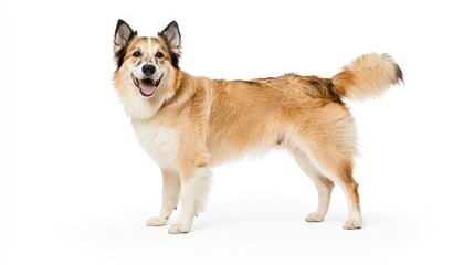 Playful Dog Standing on a White Background with Happy Expression