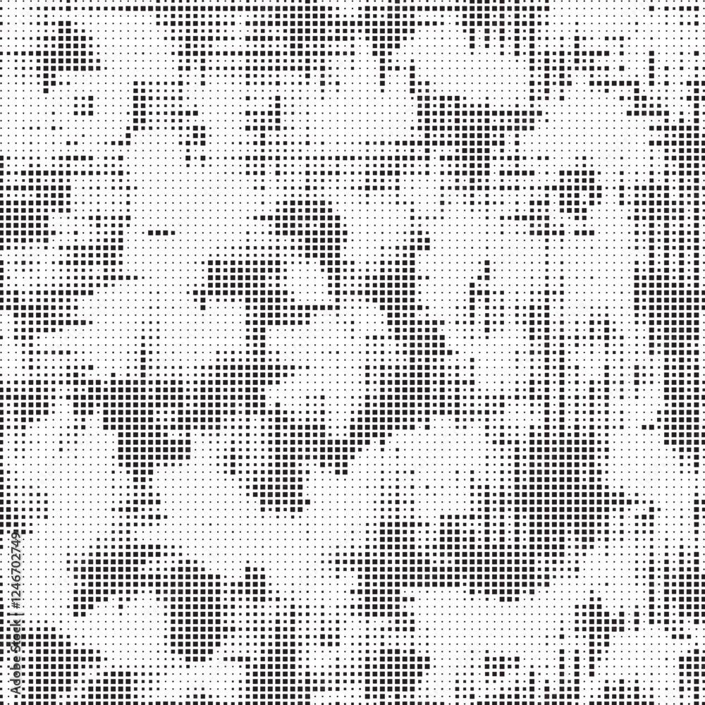 Aufkleber grunge halftone background with square dots. black and white dots grunge effect background. vector a