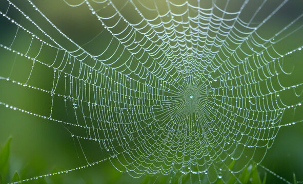 spider web with dew drops