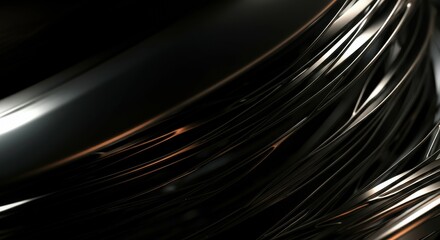 Abstract close-up of shiny metallic wires creating a dynamic texture
