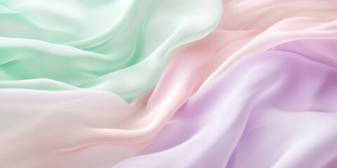 Obraz premium A gentle, pastel abstract background with soft transitions between mint green, light pink, and lavender. The serene tones make it ideal for feminine branding, wedding invitations, or calming website