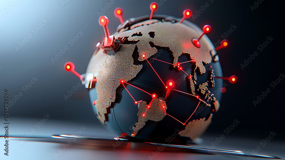 Poster global connectivity exploring the digital network of the world data visualization modern technology 