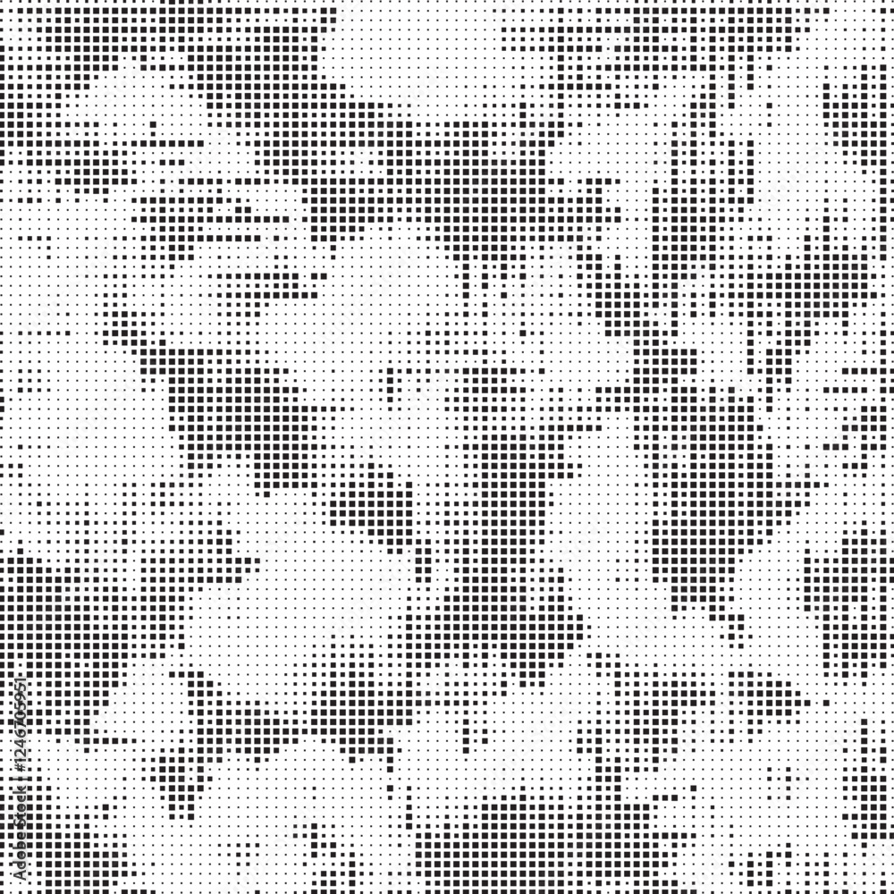Aufkleber grunge halftone background with square dots. black and white dots grunge effect background. vector a