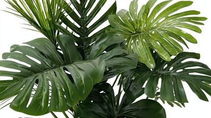 Lush Green Tropical Leaves Arrangement for Interior Decoration