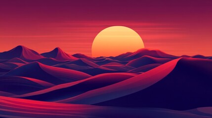 As the sun sets behind red sand hills, the sky transforms into a stunning canvas of purple and orange, casting a magical glow over the vast Arabian desert. Nature's artistry unfolds at dusk