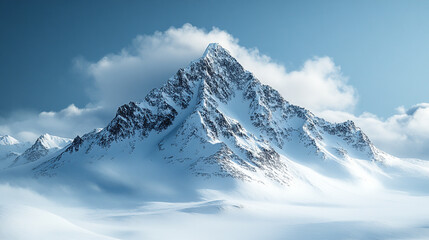 Obraz premium Majestic snow-covered mountain peak against a clear blue sky