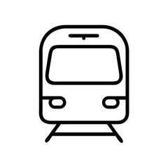 Minimalist line icon of train front view for railway and public transportation